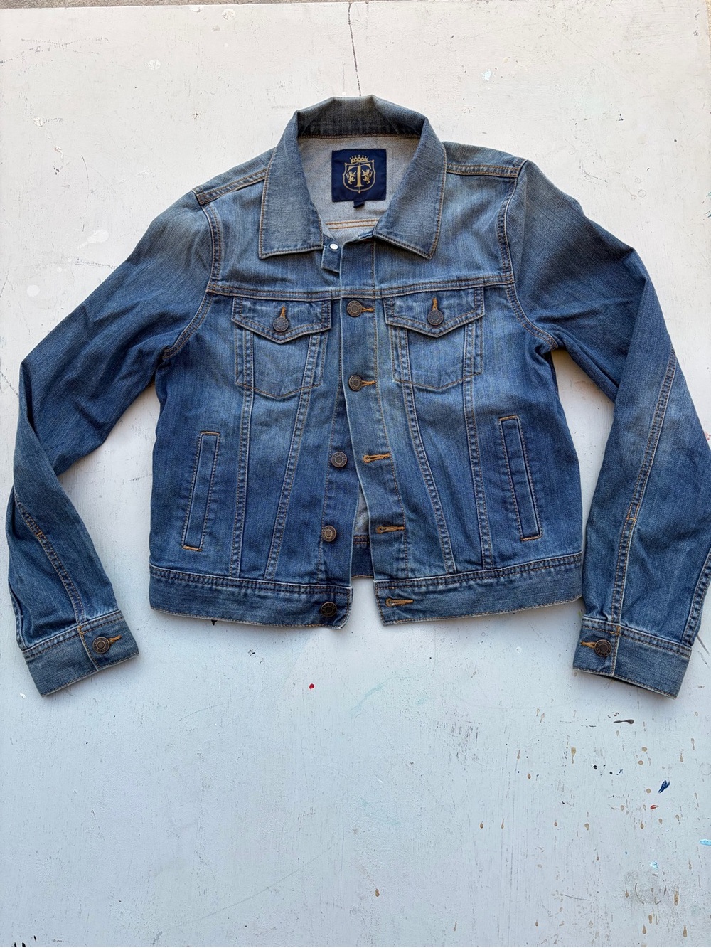Women's Talbots Jacket Blue Trucker 6 Denim Logo Classic 50s Ranch Workwear